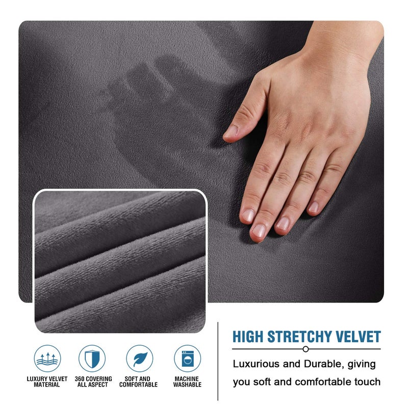 H.VERSAILTEX Real Velvet Futon Cover Armless Sofa Covers Sofa Bed Covers Stretch Futon Couch Cover Sofa Slipcover Furniture Protector Thick Soft Velvet Fabric Form Fitted Stay in Place, Grey - Image 3